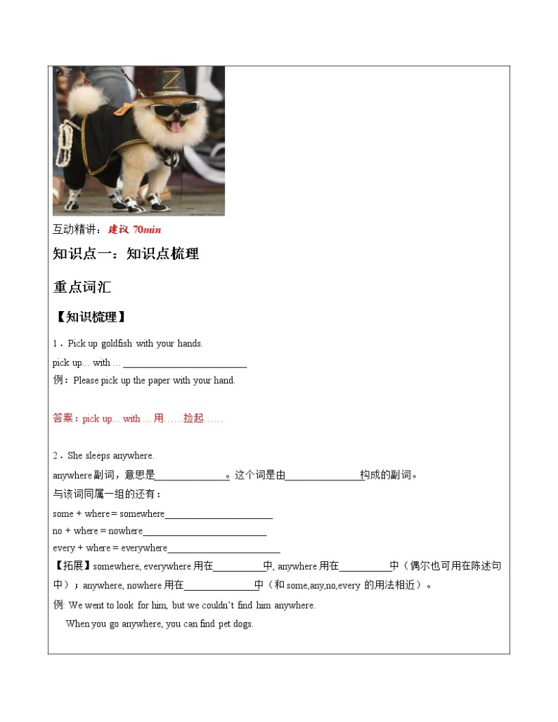 Unit 8 pets（上）  2022-2023 牛津译林版英语七年级下册讲义（学生版+教师版）03