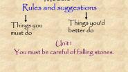 外研版 (新标准)九年级下册Module 4 Rules and suggestionsUnit 1 You must be careful of falling stones.图片ppt课件