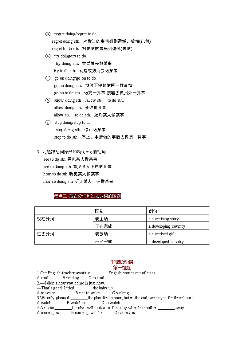 非谓语动词(含答案)——【中考二轮专题复习】2023年英语知识点专题精讲精练学案03