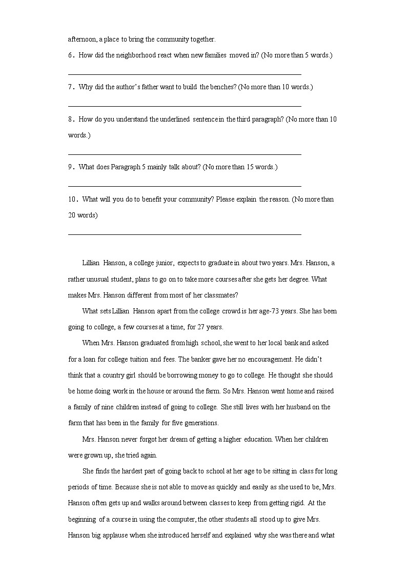 16. 阅读回答问题专练 -版上海名校高中自主招生英语黄金宝典03