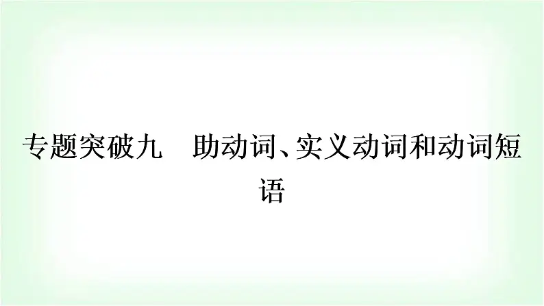 外研版中考英语复习专题突破九助动词、实义动词和动词短语教学课件01