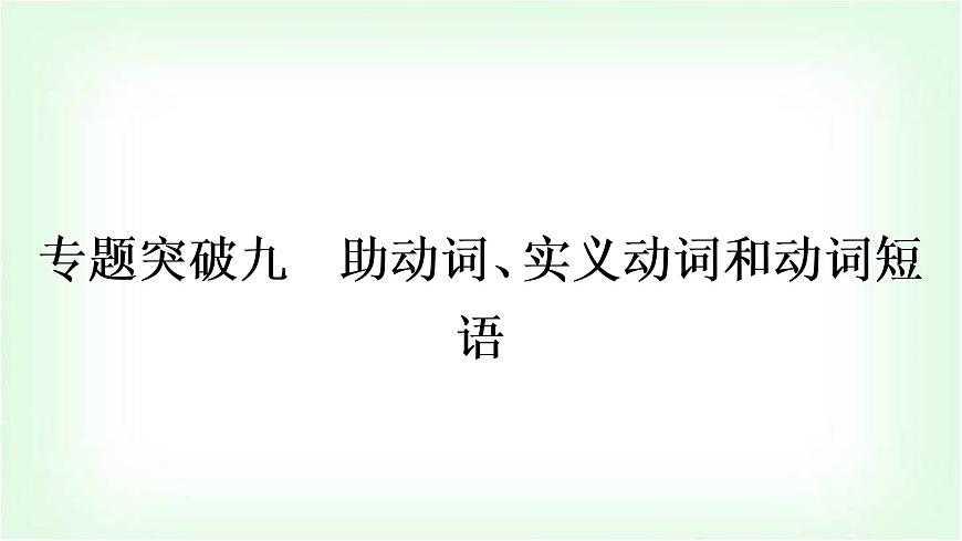 外研版中考英語復習專題突破九助動詞、實義動詞和動詞短語教學課件第1頁