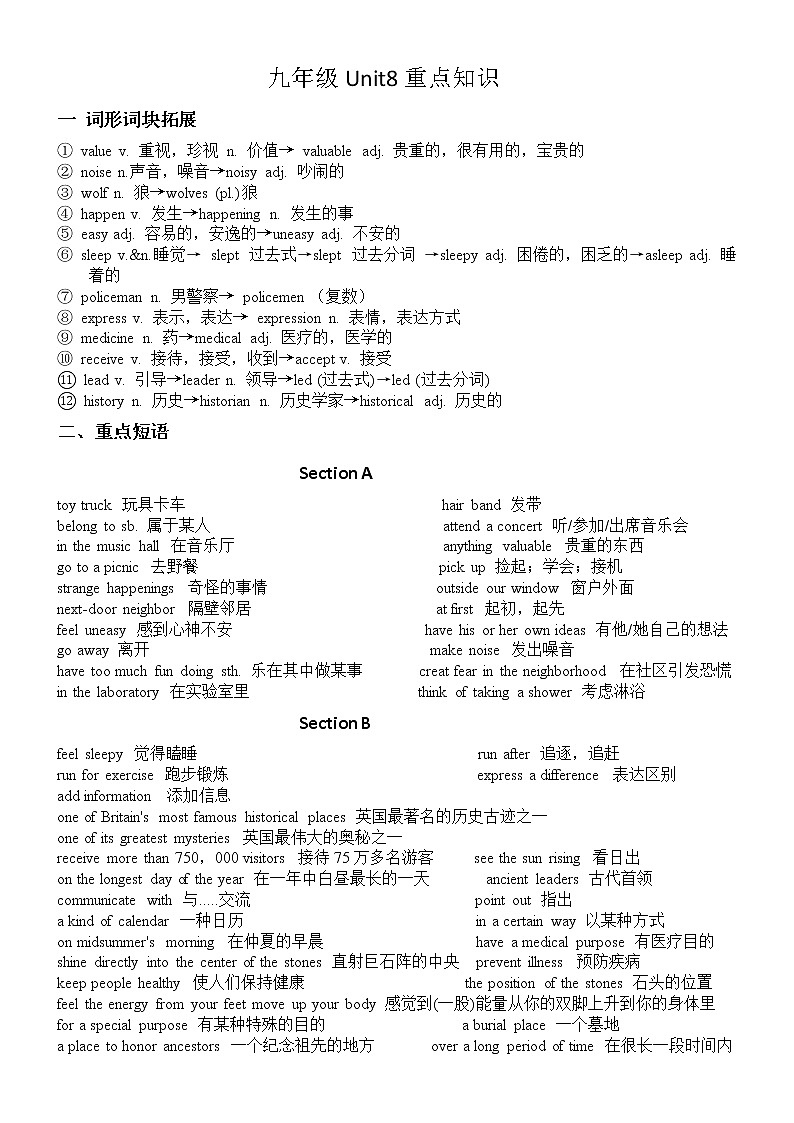 Unit8重點知識人教版九年級英語全冊第1頁