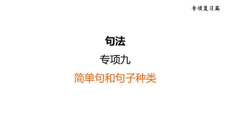 人教新目标中考英语一轮复习--课堂讲本句法--简单句和句子种类(课件)第1页