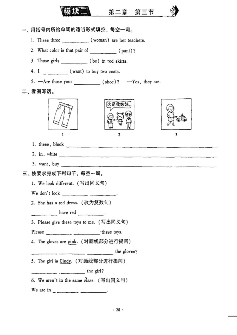 仁爱科普版英语七年级上册unit2 topic2 what does she look like 随堂练习（无答案）03