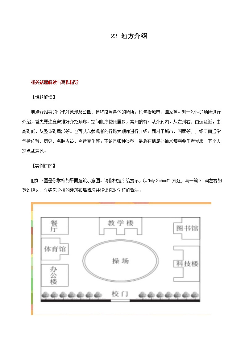 中考英语二轮复习书面表达高分作文攻略23 地方介绍 (含答案)第1页