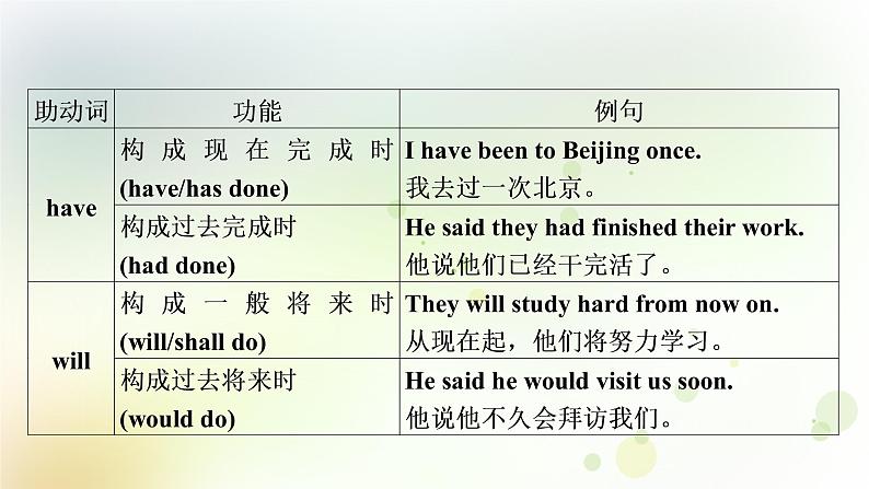 课标版中考英语复习语法专题突破九助动词、实义动词和动词短语教学课件第6页