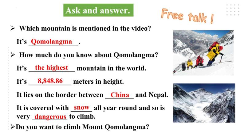 Unit 7 What's the highest mountain in the world Section A 3a-3c  课件 + 音视频03