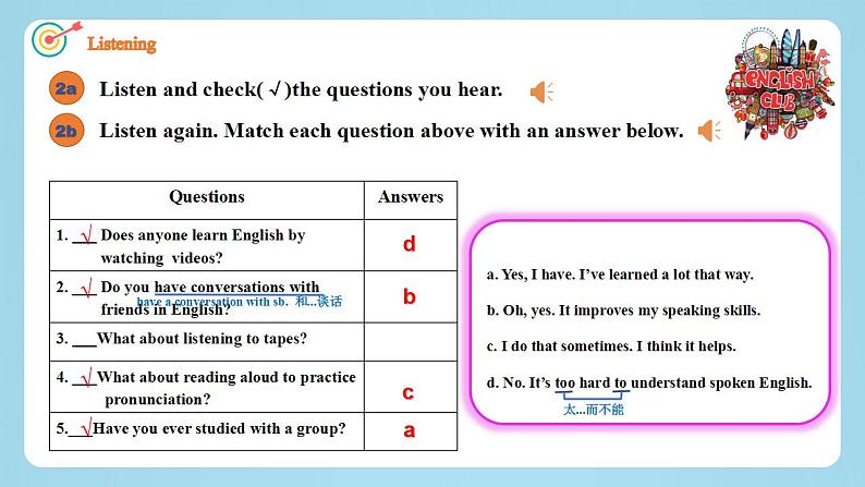 【核心素养目标】人教版初中英语九年级全册 Unit 1 How can we become good learners SectionA 2a—2d 课件+教案+同步分层练习(含反思和答案)04