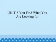 教科版（五四制）英语九年级下册 UNIT 8 You Find What You Are Looking for    课件