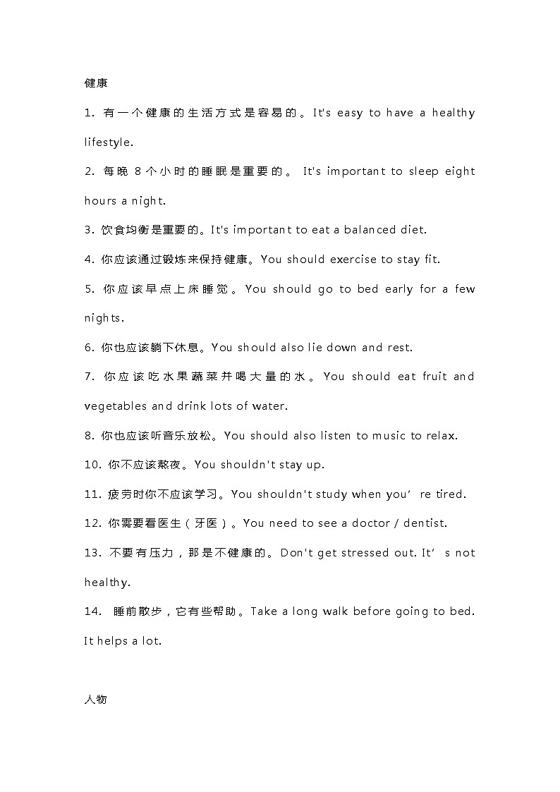 初中英语五大常考话题作文佳句积累第1页