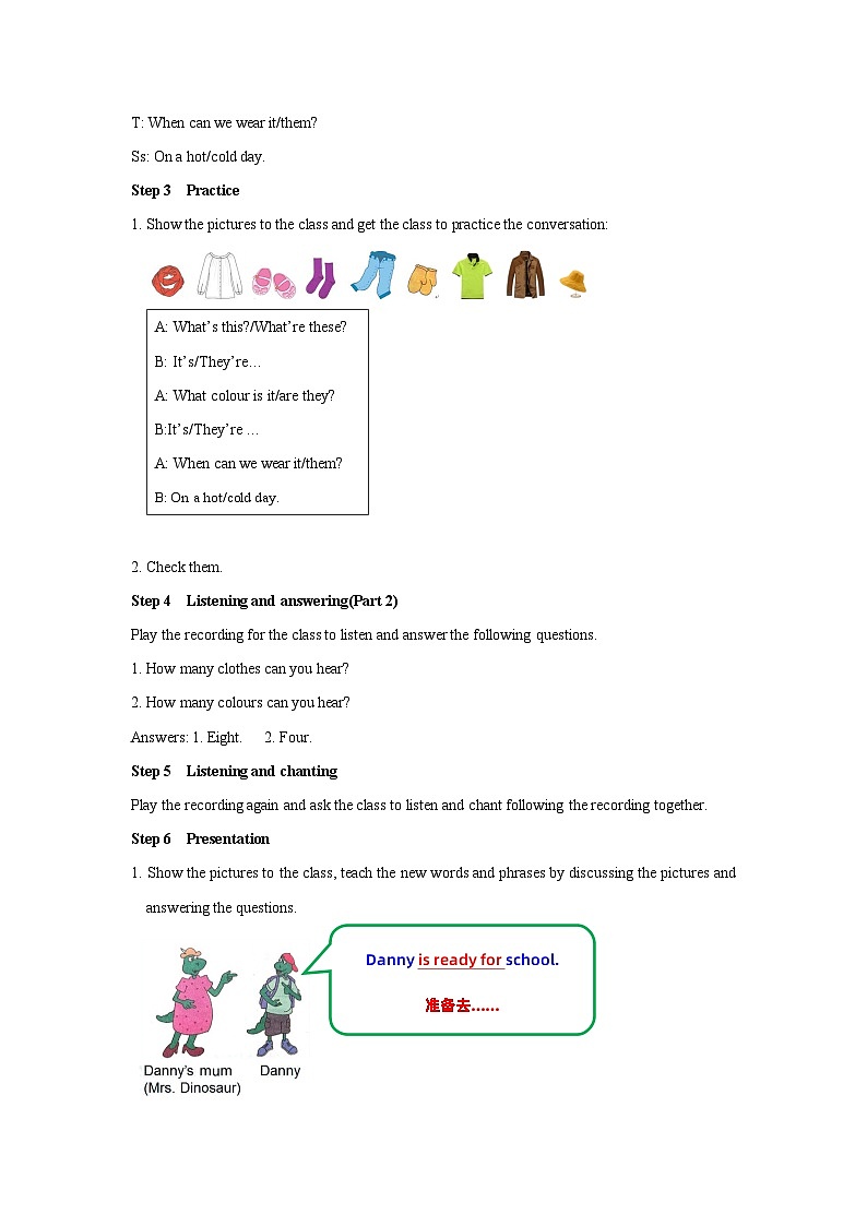 Unit 2 Colours and Clothes Lesson 10 Clothes for a Cold Day-2022-2023学年初中英语冀教版七年级上册同步教案03