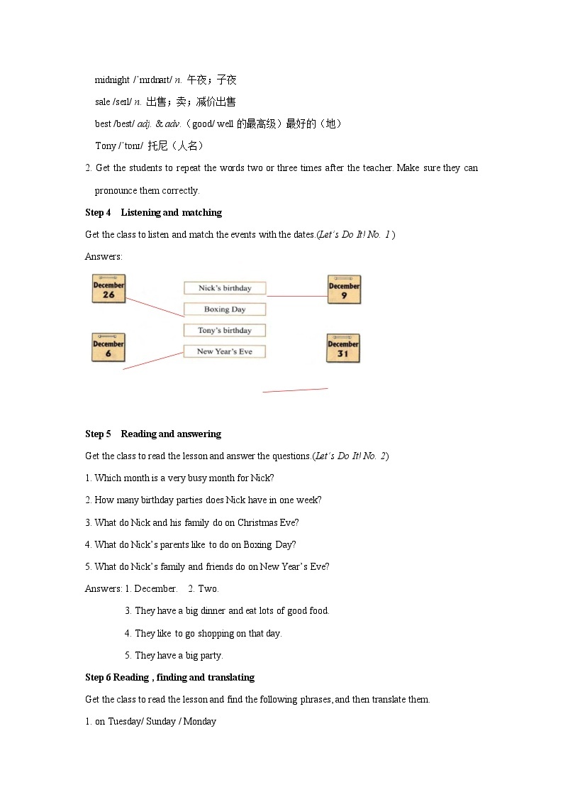 Unit 7 Days and Months Lesson 38 Nick’s Busy Month-2022-2023学年初中英语冀教版七年级上册同步教案03