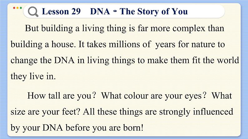 冀教版英语九年级Lesson 29 DNA-The Story of You(课件PPT)08