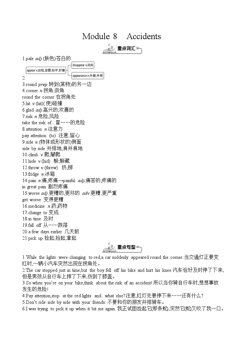 Module 8 Accidents(模块重点知识必备) 外研版英语八年级上册第1页