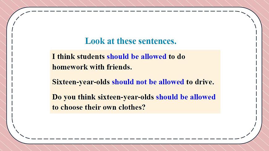 人教版英語九年級上冊Unit 7 Teenagers should be allowed to choose their own clothes Section A Grammar Focus-4c課件第6頁
