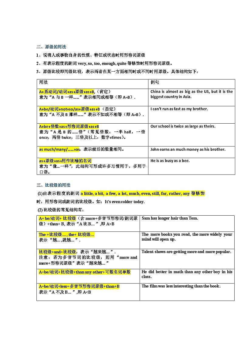 形容词和副词的原级、比较级和最高级知识点与精练习题第2页