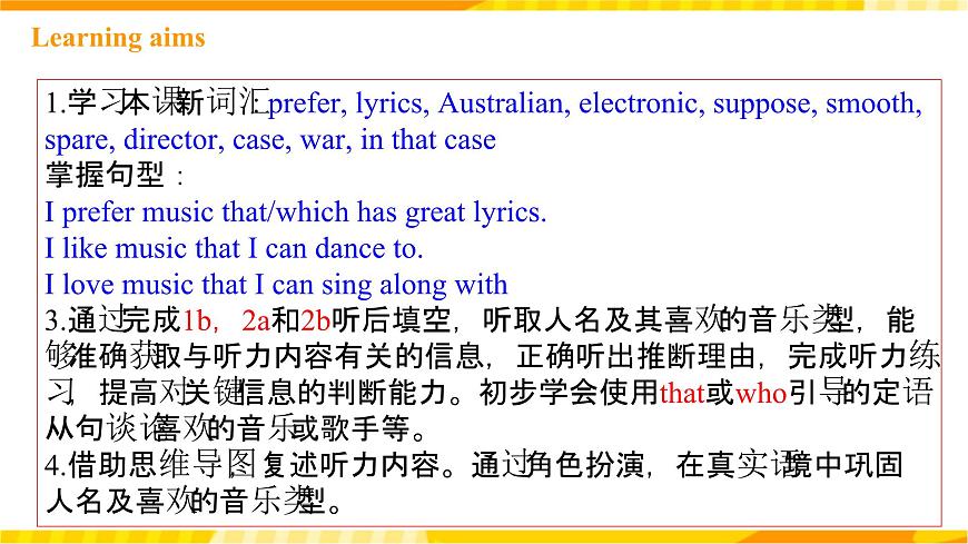 人教新目標版英語九年級Unit 9《I like music that I can dance to. Section A 1a-2d》課件第2頁