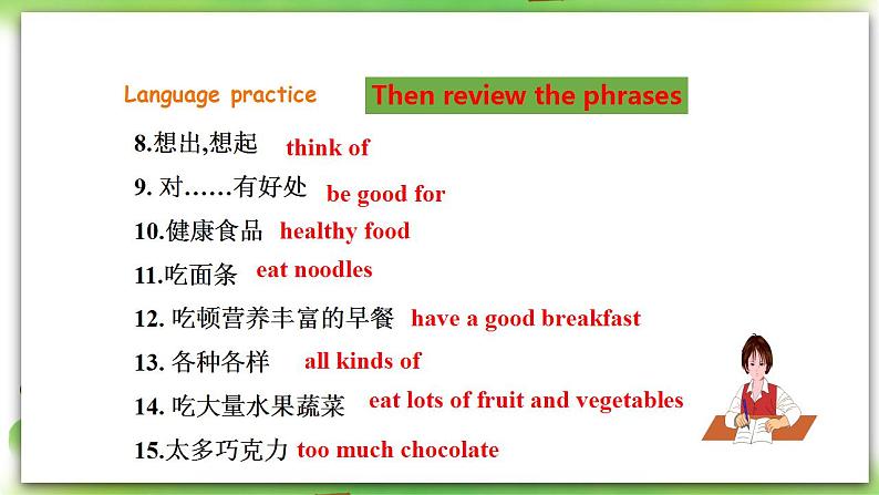 外研版英语7上Module 4 Healthy food Unit 3 Language in use 课件+教案+导学案06
