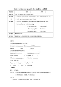 初中英语人教新目标 (Go for it) 版七年级上册Section B优秀学案设计