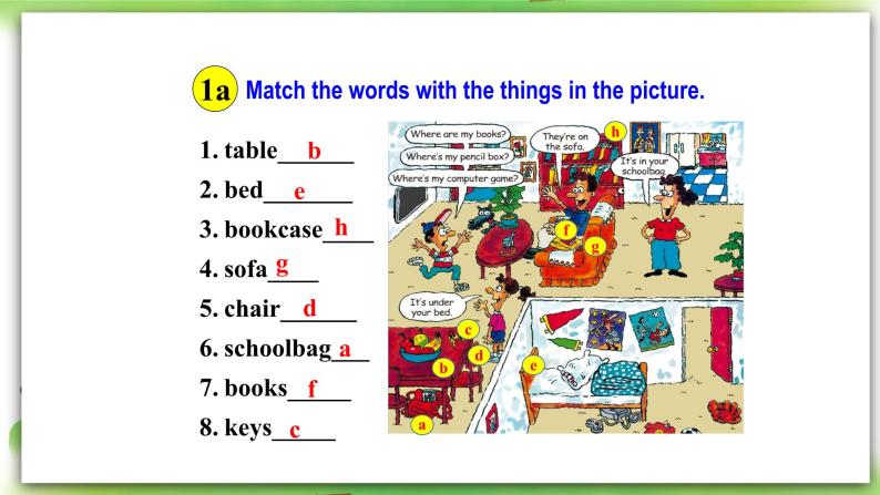 人教版新目标英语七上 Unit4 Where’s my schoolbag？SectionA (1a-2c ) 课件+导学案+音视频08