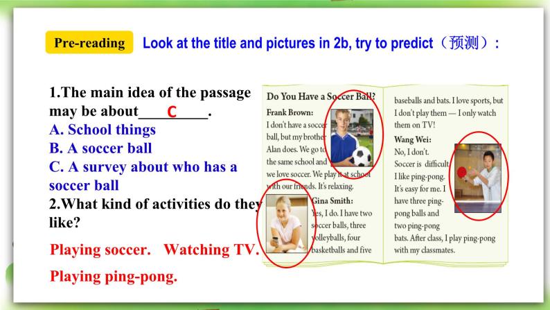 人教版新目标英语七上  Unit 5 Do you have a soccer ball？SectionB 2a-2c阅读课件+导学案+音视频08