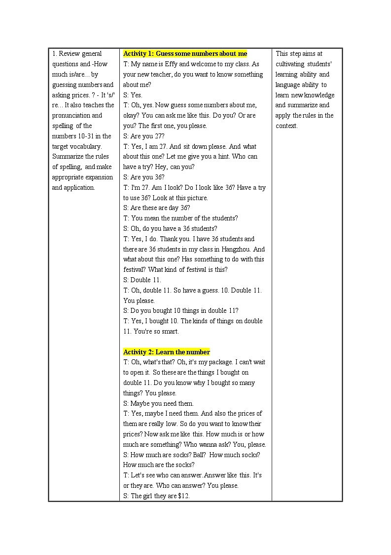 【同步教案】人教新目标版英语七年级上册--Unit 7 How much are these socks Section B 1a-1e 教案(表格式)02