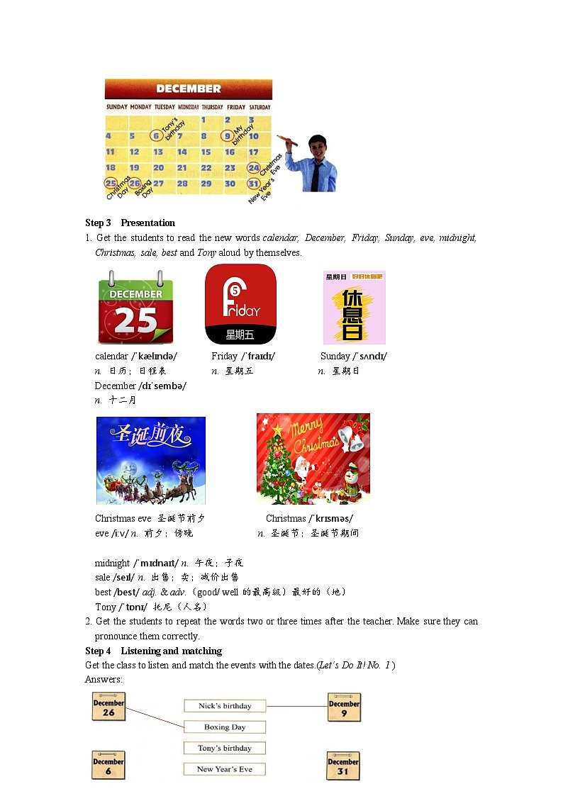 冀教版英语 七年级上册Unit 7 Days and Months Lesson 38 Nick’s Busy Month教案02