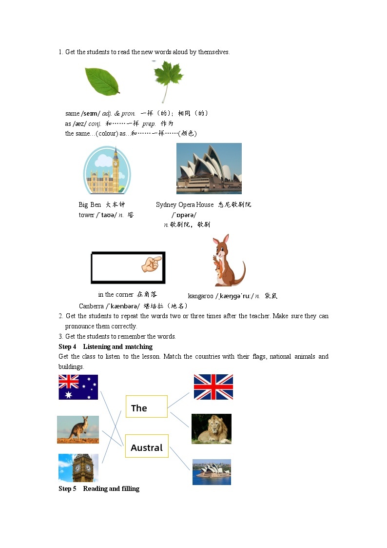冀教版 初中英语 七年级上册  Unit 8 Countries around the world Lesson 47 The U.K. and Australia教案02