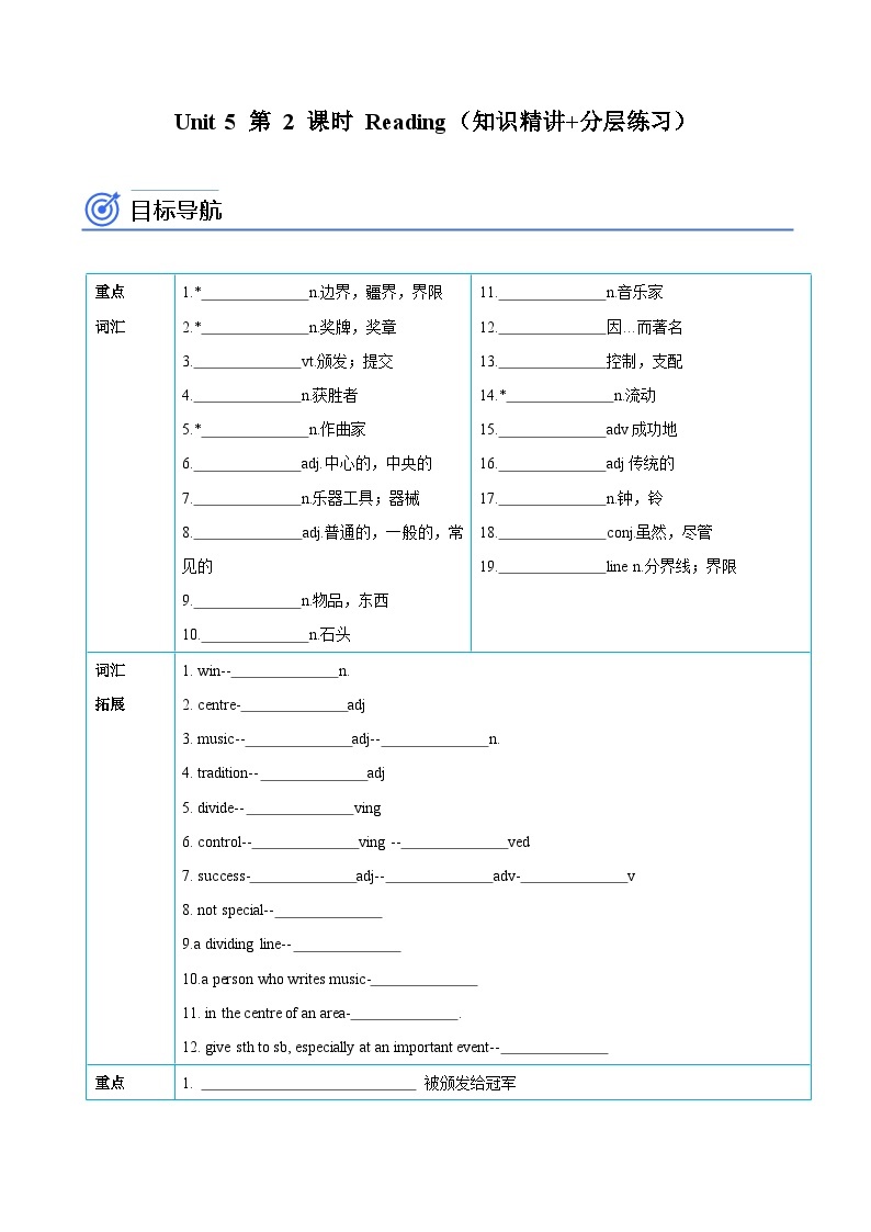 【同步讲义】牛津译林版英语九年级上册-Unit 5 第2课时 Reading 讲义（知识精讲+分层练习）01