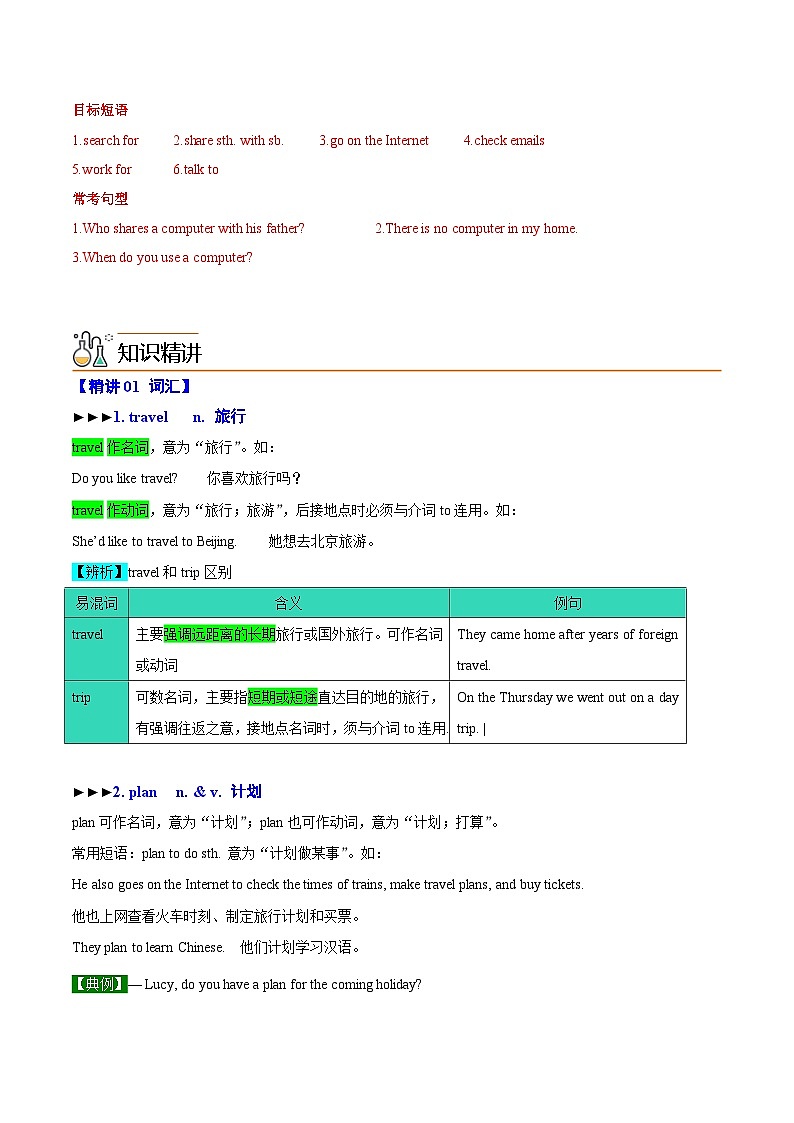 【同步讲义】外研版英语七年级上册-Module 7 Unit 2 When do you use a computer 讲义02