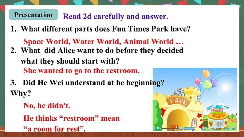 人教新目标版英语九上Unit 3《Could you please tell me where the restrooms are?》SectionA 2d Grammar Focus-4c课件+音视频素材05