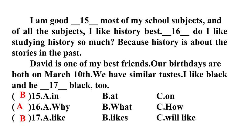 人教版八年级英语上册Unit 3第二课时Section A (Grammar Focus~3c) 分层作业课件07