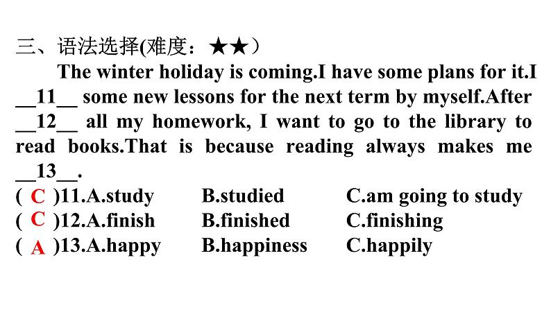 人教版八年级英语上册Unit 6第二课时Section A (Grammar Focus~3c) 分层作业课件07