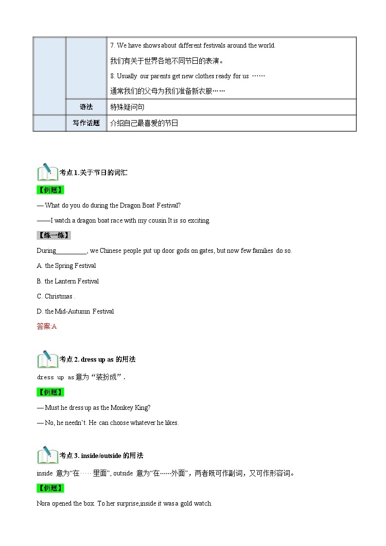 【期中单元考点讲义】（牛津译林版） 2023-2024学年七年级英语上册 Unit 5 考点讲义02