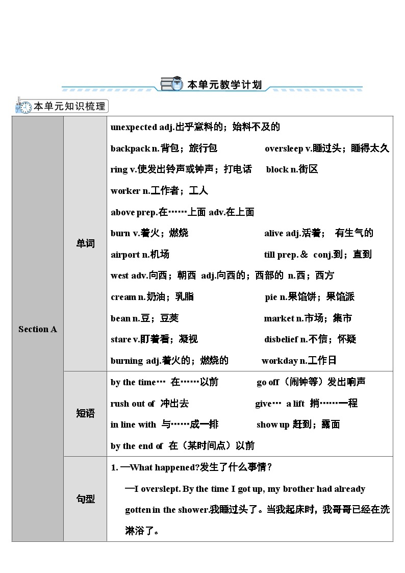 人教版九年级英语全册第十二单元教案01