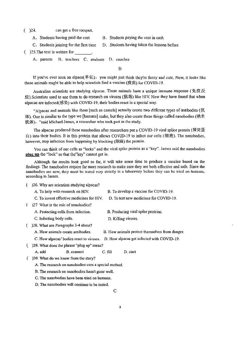 广东省珠海市第九中学2023-2024学年九年级上学期英语第2次大练习(月考)第3页