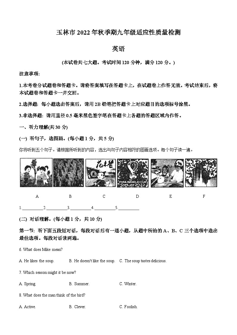 广西壮族自治区玉林市2022-2023学年九年级上学期期末英语试题01