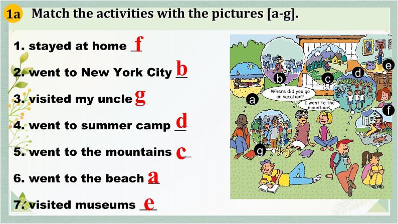 人教新目标Go For It八年级英语上册 Unit1 Where did you go on vacation SectionA 1a-1c课件PPT第7页