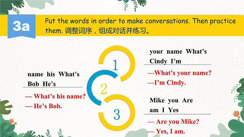 人教新目标版英语七年级上册 Unit 1My name’s Gina.Section A Grammar Focus-3c课件第7页