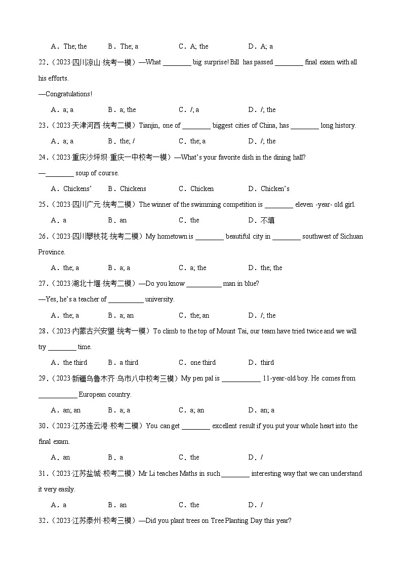综合练06 名词与冠词(11种题型100题)(解析版)第3页