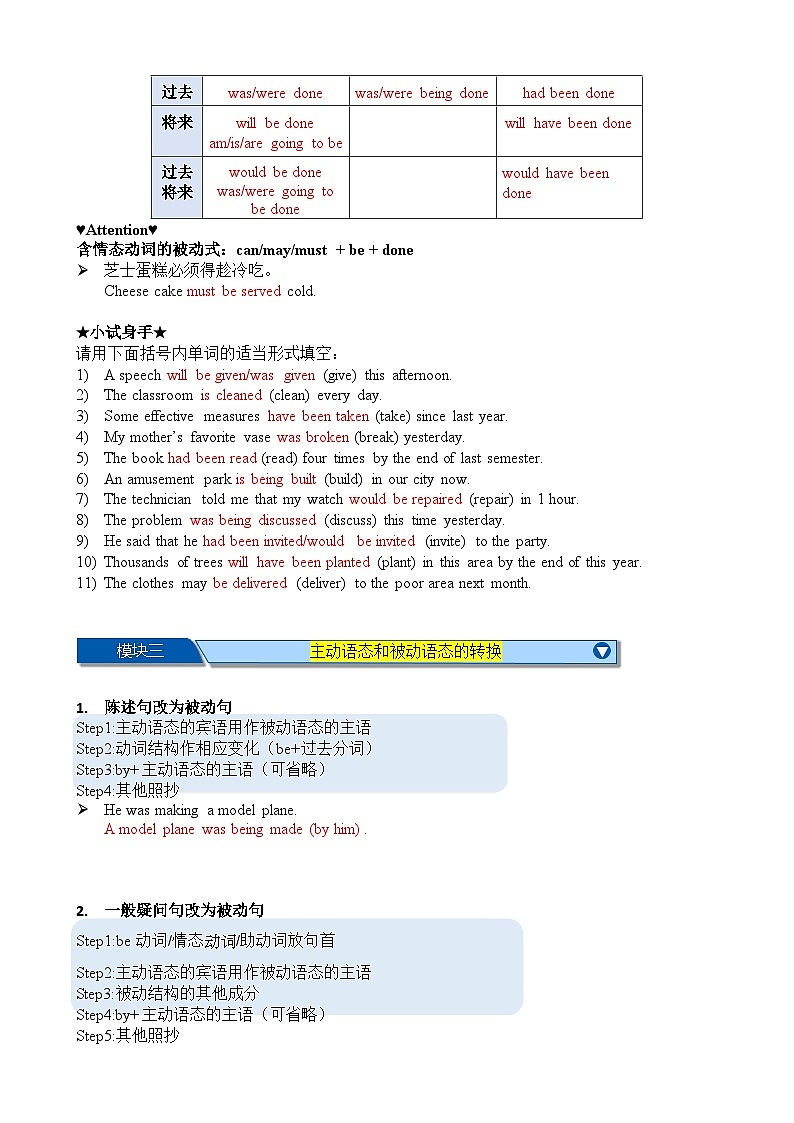 Chapter 3 被动语态 笔记(解析版)第2页