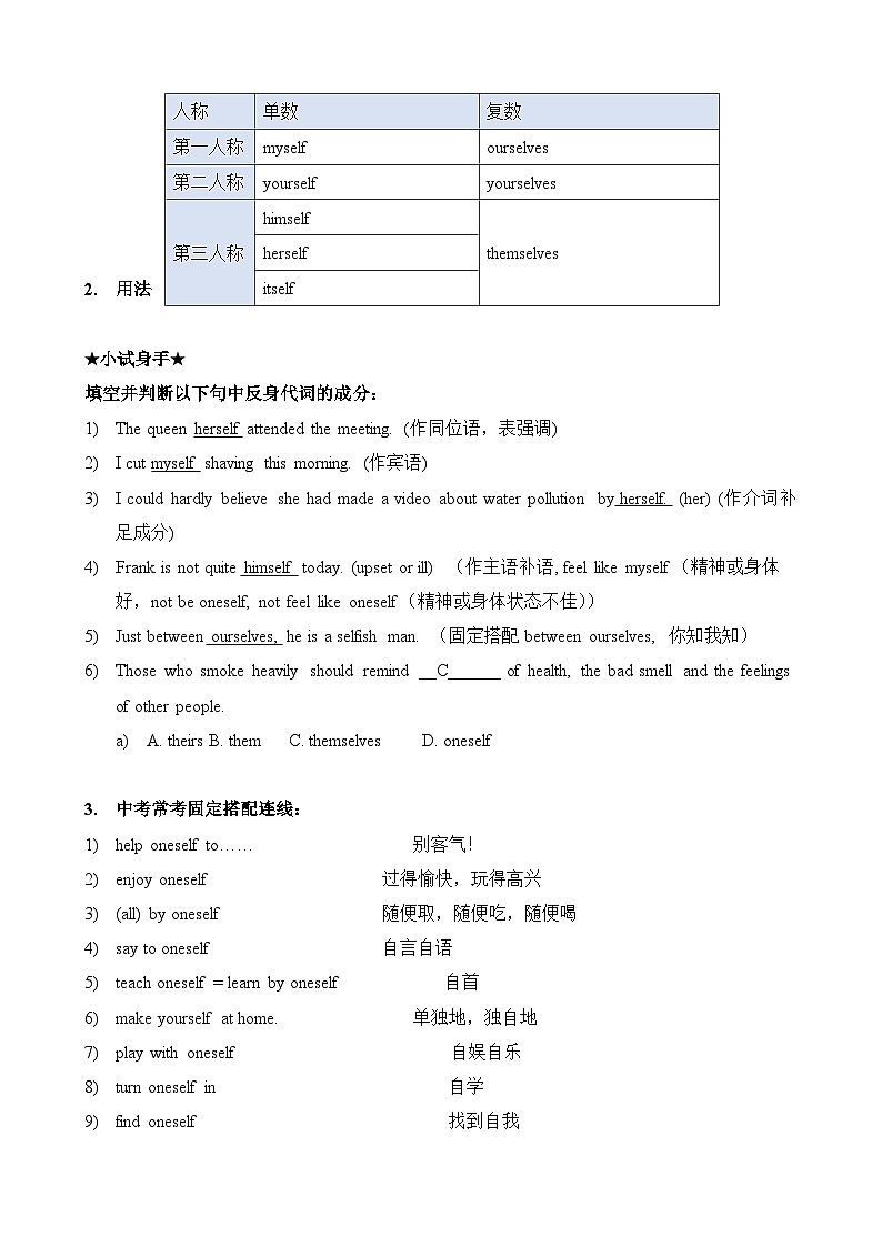 Chapter 7 代词和限定词 笔记(全国通用)(解析版)第3页