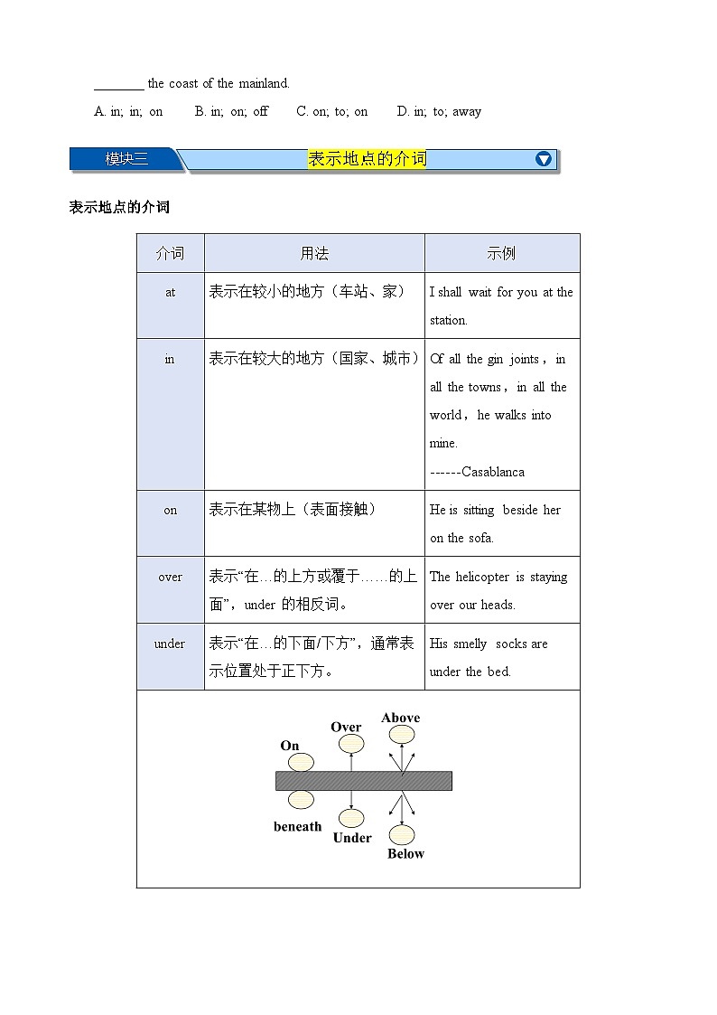 Chapter 8 介词 笔记(全国通用)(原卷版)第3页