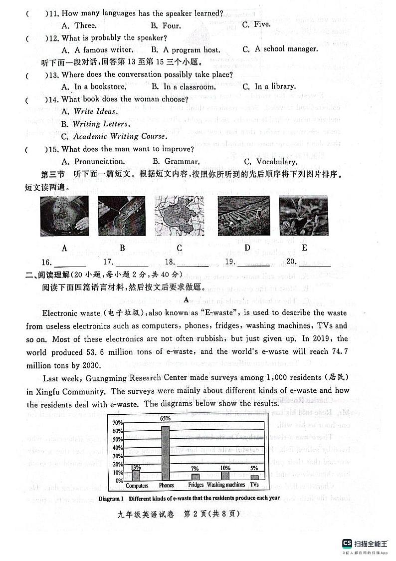 河南省郑州市郑州高新技术产业开发区2023-2024学年九年级上学期11月期中英语试题第2页