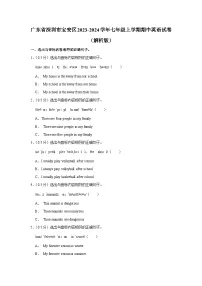 广东省深圳市宝安区2023-2024学年七年级上学期期中英语试卷