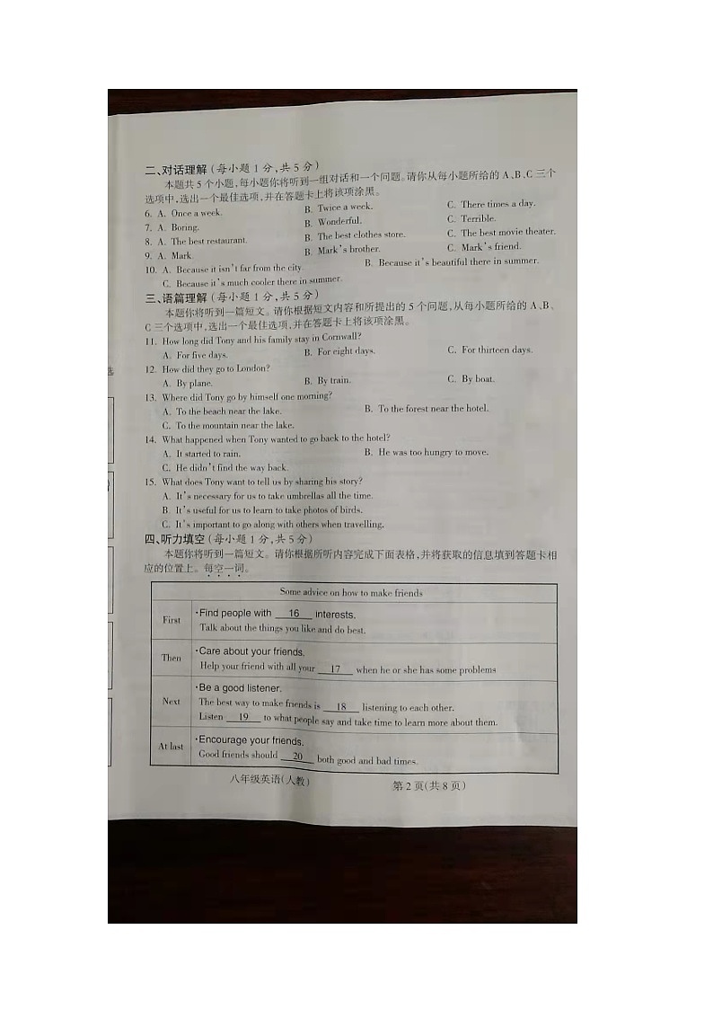 山西省朔州市右玉县2023-2024学年八年级上学期11月期中英语试题02
