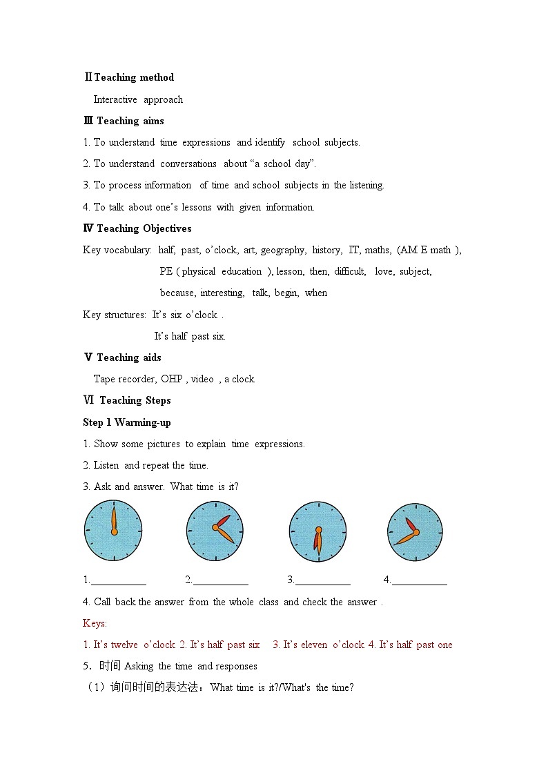 外研版英语七年级上册 Module 5教案02