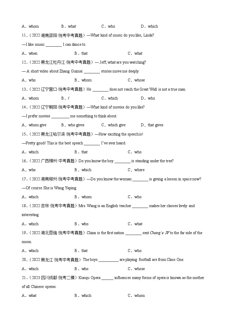 专题04 定语从句100题 (原卷版)第2页