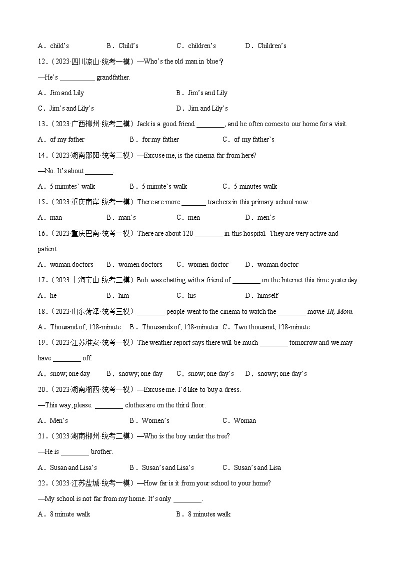 专题06 名词100题 (原卷版)第2页